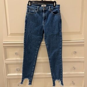 JBD (Just Black Denim) Frayed Hem High Rise Jeans In Blue, Size 27